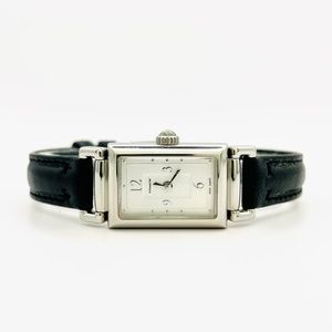 ❌SOLD❌ Coach Swiss Tank Style 0820 Black Leather Band Ladies Watch - New Battery